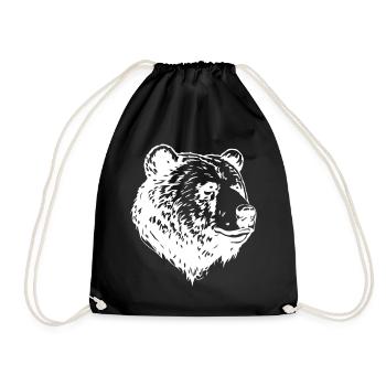 Bär Grizzly Kopf - Turnbeutel - Schwarz - Vorne