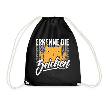 Erkenne die Zeichen Katze - Turnbeutel - Schwarz - Vorne