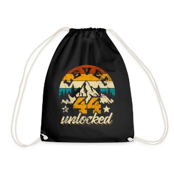 Level 44 unlocked - Gamer - Birthday - Gift - Drawstring Bag - black - Front