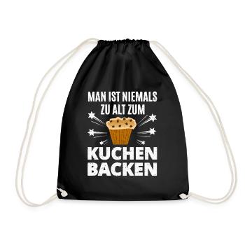 Nie Zu Alt Für Kuchen - Turnbeutel - Schwarz - Vorne