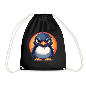Grumpy Penguin - Drawstring Bag - black - Front
