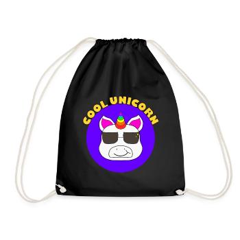 Licorne cool avec des lunettes de soleil - Sac de sport léger - noir - Devant