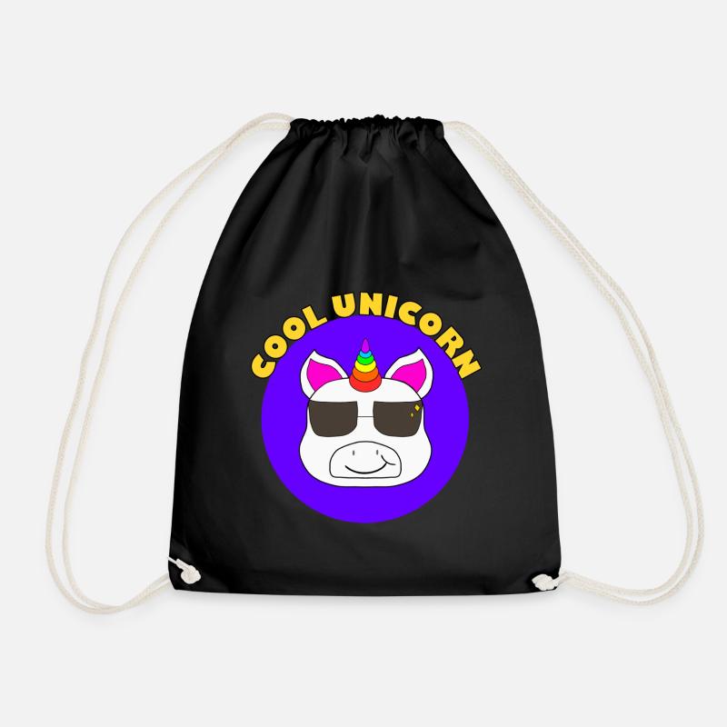 cooles Einhorn mit Sonnenbrille - Turnbeutel - Schwarz