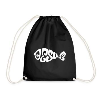 Jesus Fish Design. - Drawstring Bag - black - Front