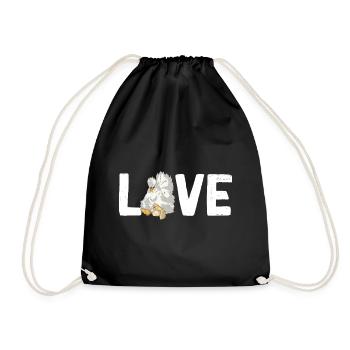 Silk Chicken Love Lettering Design Chickens Chick - Drawstring Bag - black - Front