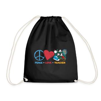 Vintage Peace Love PE Teacher A Physical Fitness - Turnbeutel - Schwarz - Vorne