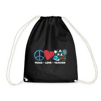 Awesome Peace Love PE Teacher A Physical Fitness - Turnbeutel - Schwarz - Vorne