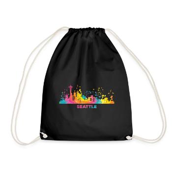 Seattleite Skyline Seattle - Turnbeutel - Schwarz - Vorne