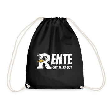 Rente Ente Cartoon - Rente gut alles gut - Turnbeutel - Schwarz - Vorne