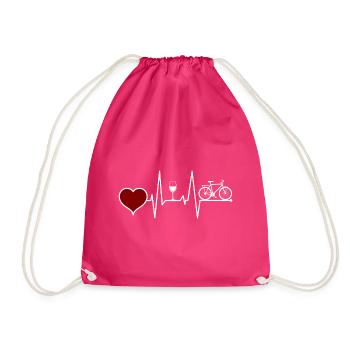 Radfahren und Wein Herzschlag - Turnbeutel - Fuchsia - Vorne