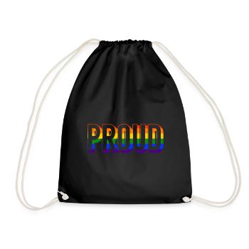 Proud LGBT Gay Pride CSD Regenbogen Stolz - Drawstring Bag - black - Front