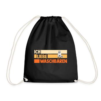 Tiermotiv Waschbär - Turnbeutel - Schwarz - Vorne