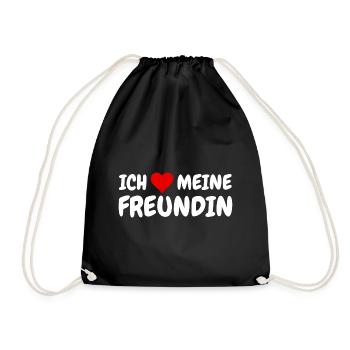Ich Liebe Mein Freundin I Love My Girlfriend - Drawstring Bag - black - Front