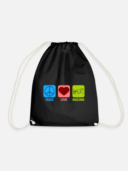 Trabrennen Peace Love - Turnbeutel - Schwarz
