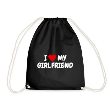 I Love My Girlfriend Beautiful Valentinstag Herz - Turnbeutel - Schwarz - Vorne