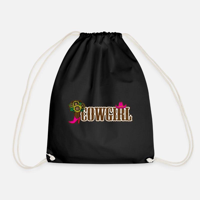 Cowgirls Pferd Pferde Westernreiten Geschenk - Turnbeutel - Schwarz