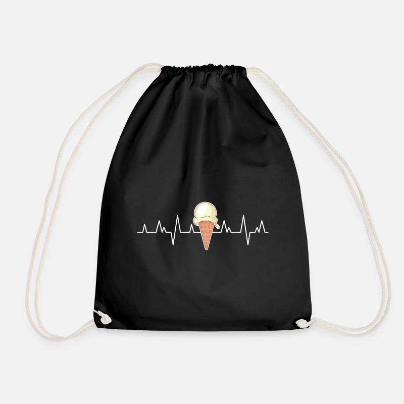 Cool soft ice cream gelato type heartbeat - Drawstring Bag - black