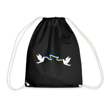 Ruban de colombe Ukraine Deux colombes mordant Le drapeau de l’Ukraine - Sac de sport léger - noir - Devant