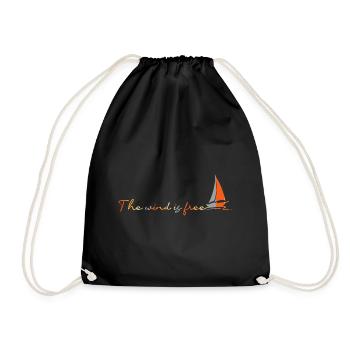 Wind Is Free Sailboat Sailor - Drawstring Bag - black - Front