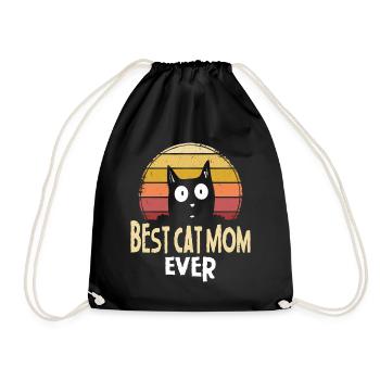 Cat cats mom cat mom cat lover - Drawstring Bag - black - Front