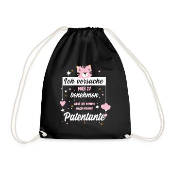 Patentante Nichte Neffe Geschenk - Turnbeutel - Schwarz - Vorne