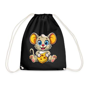 Souris amoureuse du fromage - Sac de sport léger - noir - Devant