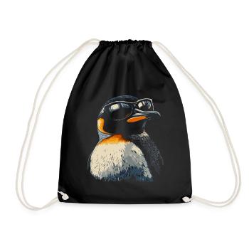 Pinguin cool Sonnenbrille Tiere Tier - Turnbeutel - Schwarz - Vorne