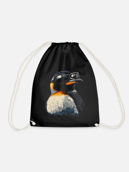Pinguin cool Sonnenbrille Tiere Tier - Turnbeutel - Schwarz
