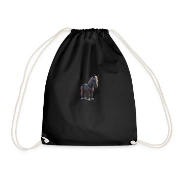 Cheval de dessin animé - Sac de sport léger - noir - Devant
