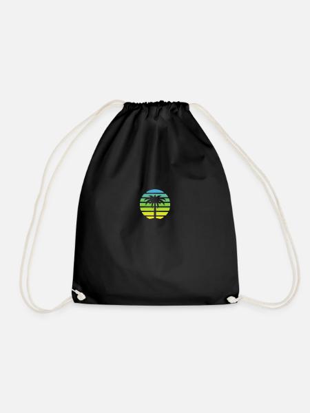 Palm tree in the sunset - Drawstring Bag - black