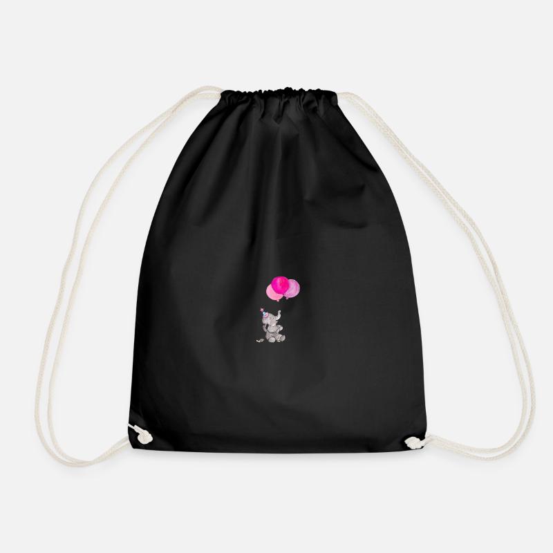 Elefant mit Ballons - Turnbeutel - Schwarz