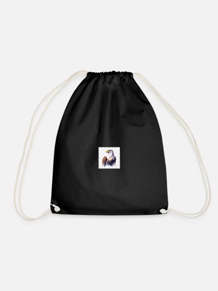 Watercolor Eagle Head Portrait - Drawstring Bag - black