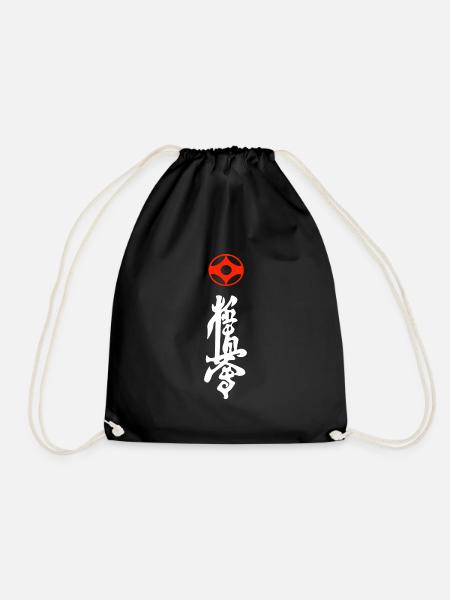 Kyokushin Kaikan Kanji T Shirt - Characters - Drawstring Bag - black