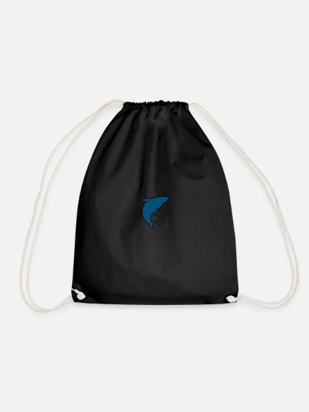 Cool shark illustration for all designs minimal - Drawstring Bag - black
