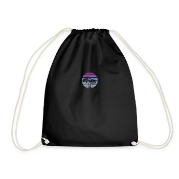 80s miami style beach palms - Drawstring Bag - black - Front