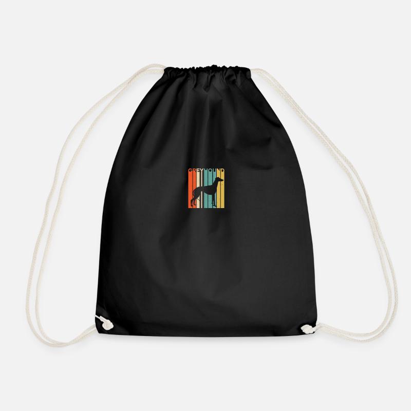 Retro vintage greyhound silhouette dog - Drawstring Bag - black
