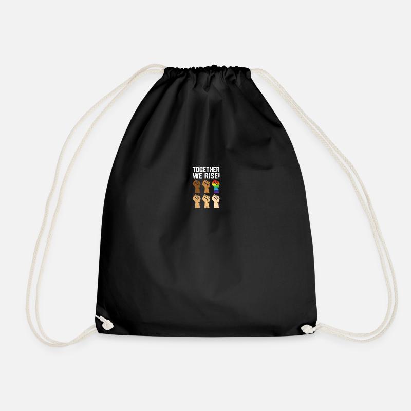 Together We Rise-Black History-BLM - Drawstring Bag - black