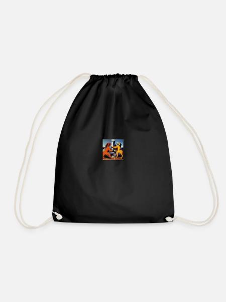 Abstract dogs - Drawstring Bag - black