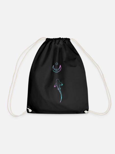Maori Shark Moon Tattoo - Gift Idea - Drawstring Bag - black