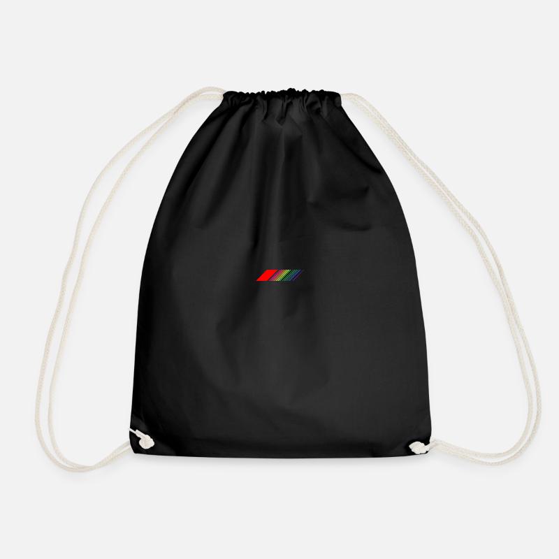 Rainbow Stripes - Diagonal - Retro / Gay Pride - Drawstring Bag - black