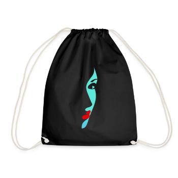 Beautiful female paint fashion colorful woman art - Drawstring Bag - black - Front