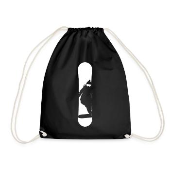 Snowboarding - (16) - Drawstring Bag - black - Front