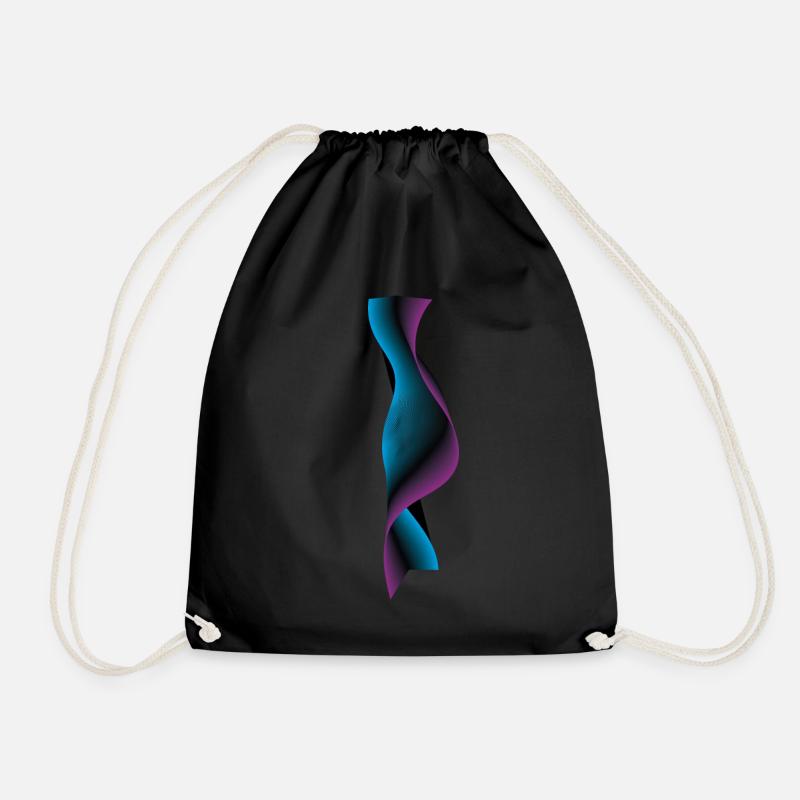 Neon Wave Pattern - Drawstring Bag - black