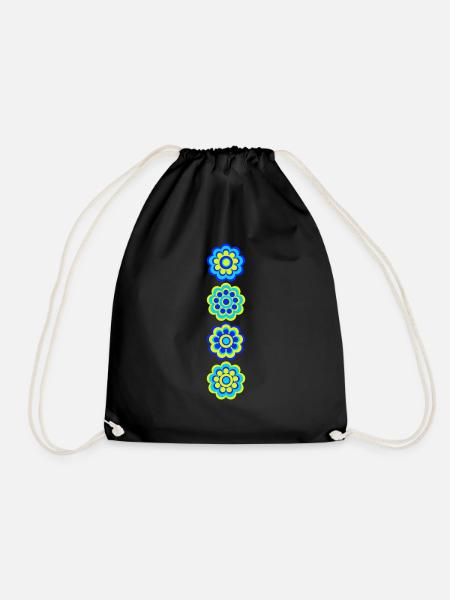 Blue Flowers - Drawstring Bag - black