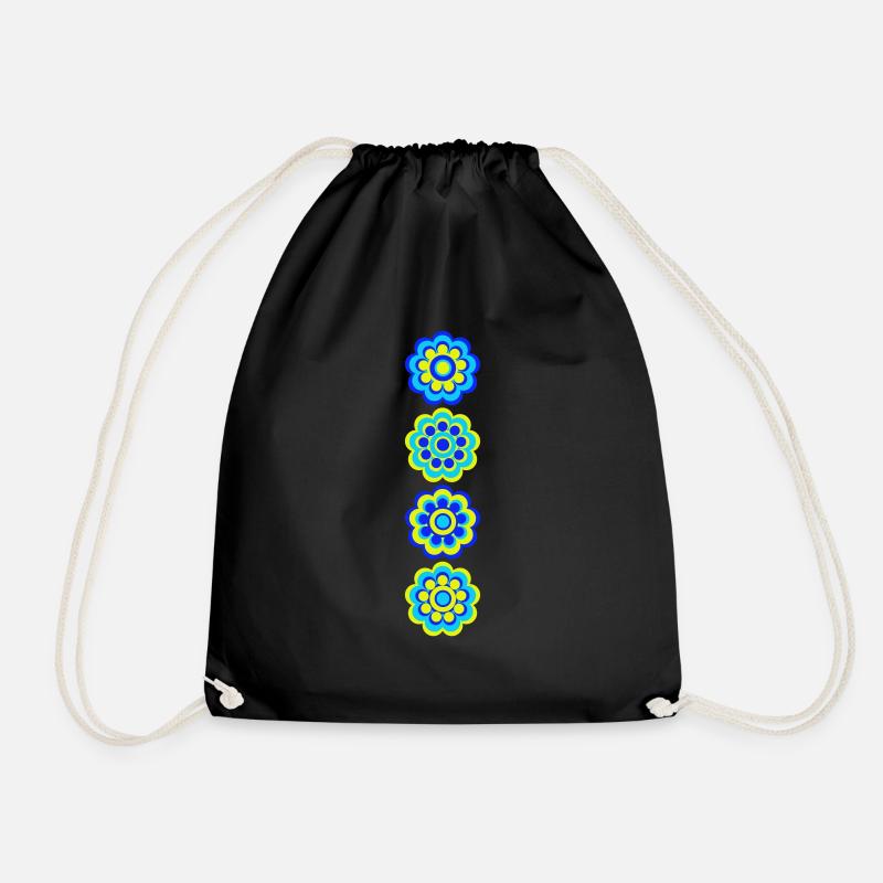 Blue Flowers - Drawstring Bag - black