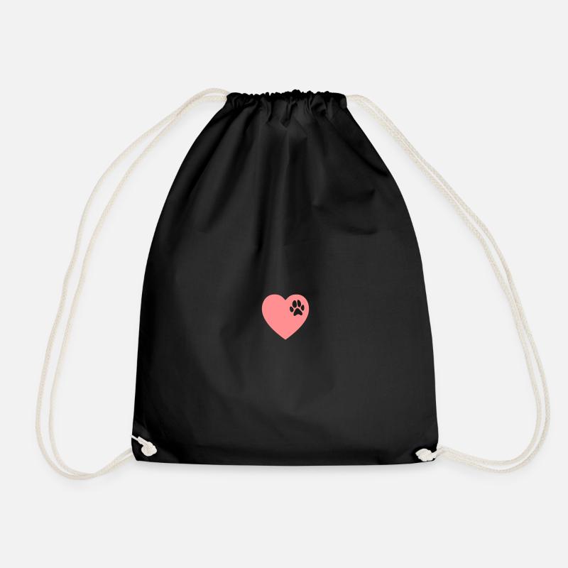 Heart & dog paw - Drawstring Bag - black