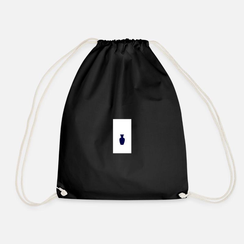 Midnight Blue Vase Silhouette - Drawstring Bag - black