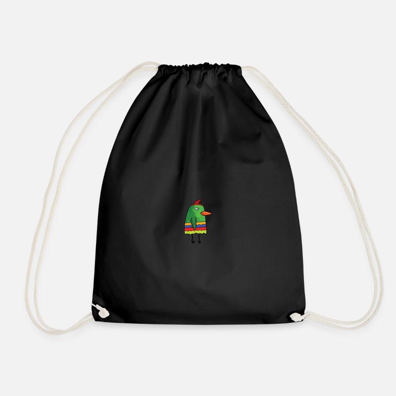 weird bird - Drawstring Bag - black