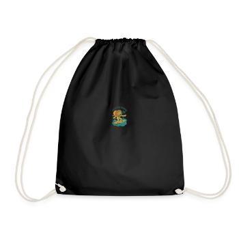 Surfer Lion at Sunset - Drawstring Bag - black - Front