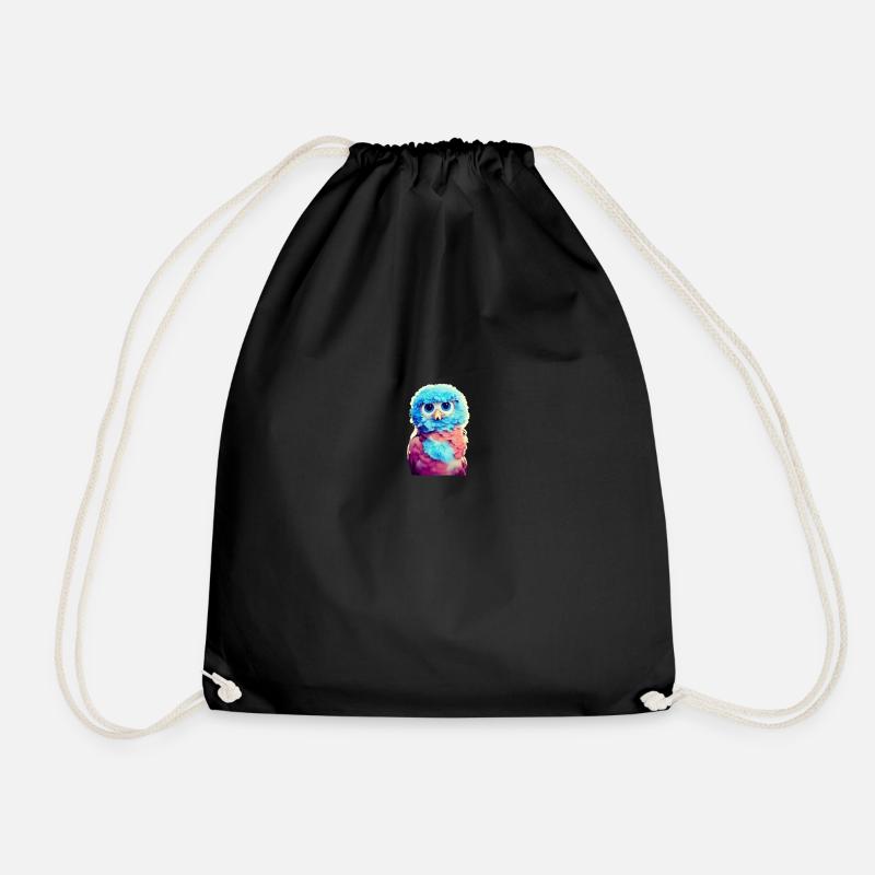 Owl cute - Drawstring Bag - black